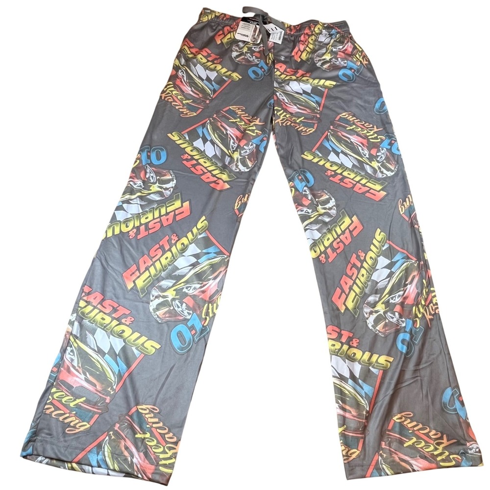 Fast & Furious Mens Sleep Pants Small 28-30 Gray Street Racing Pajama Bottoms